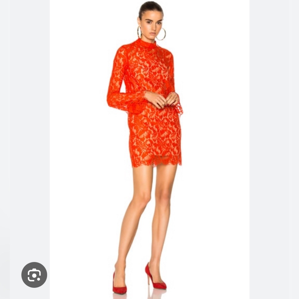 STELLA MCCARTNEY Cayla Red Lace Mini Dress